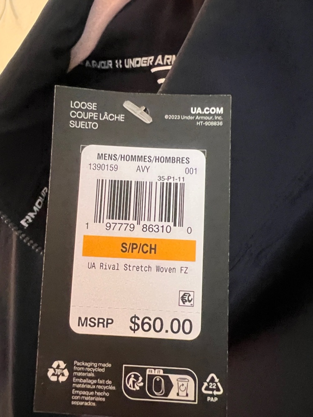 Under Armour Black and White Men’s Rival Stretch Woven Jacket - Picture 2 of 7